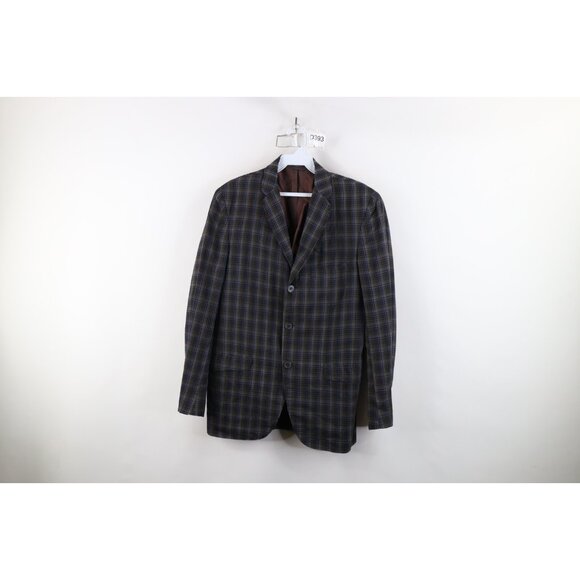 Vintage 50s 60s Rockabilly Mens 38R 3 Button Blazer Suit Coat Jacket Plaid USA